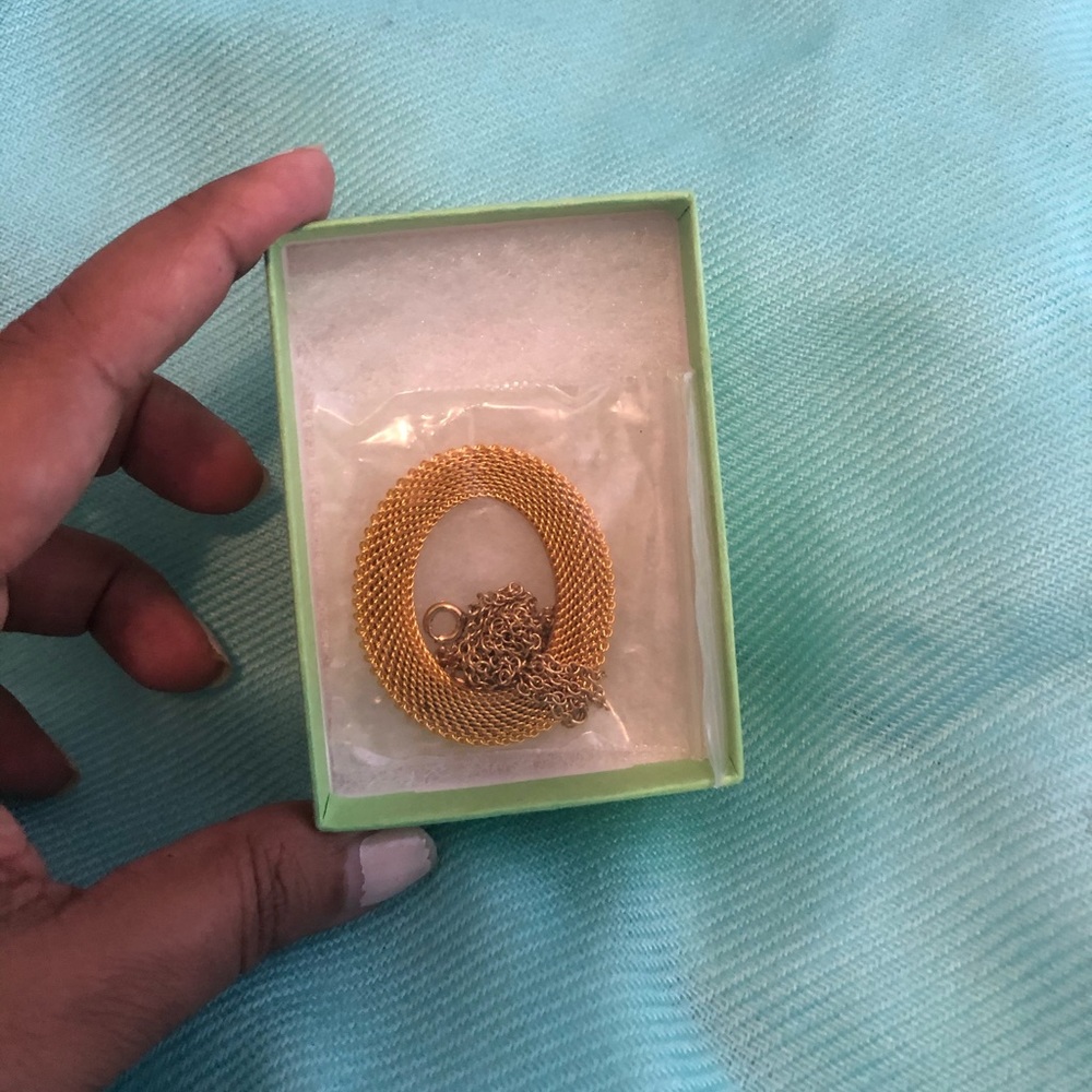 Indie designer - oval golden pendant + chain